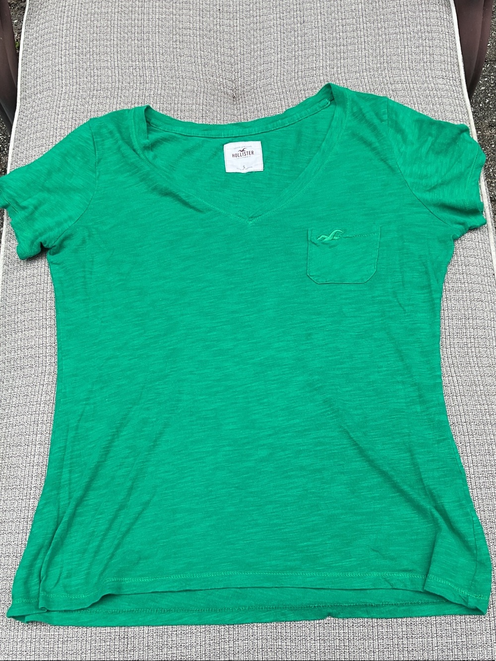Hollister Emerald V-Neck Pocket Tee